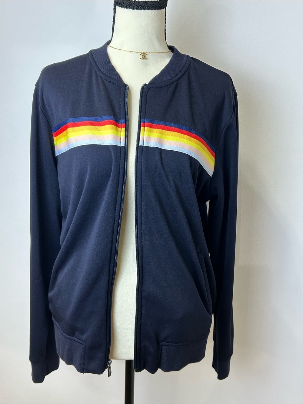 American Eagle Outfitters Navy Crew Zip-Up Sweater